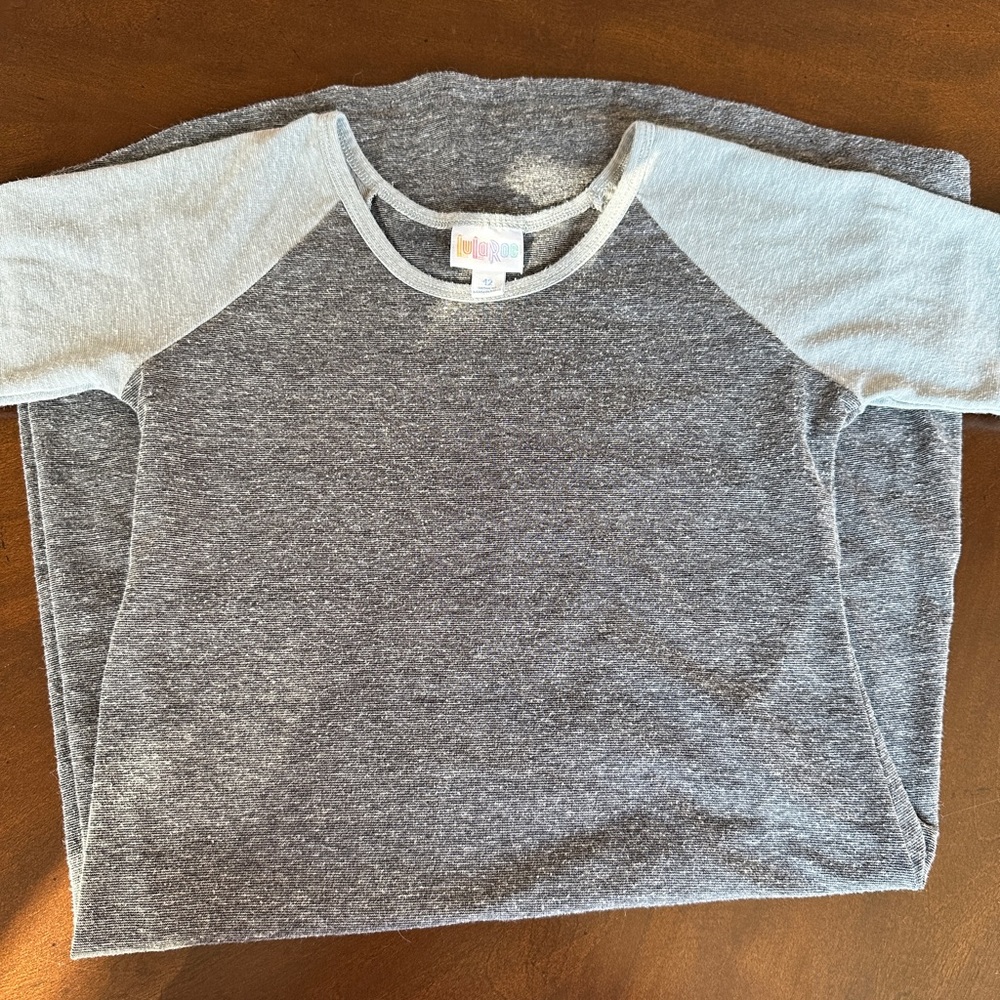 LulaRoe Girls Adeline Gray Dress,‎ Size 12, Light & Dark Grey, EUC